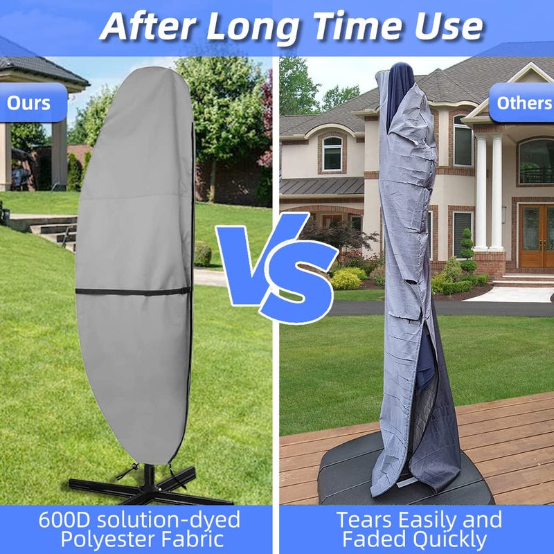 Zenicham Patio Umbrella Parasol Cover - 600D Waterproof Anti-UV Fits 12-14 Feet - Image 5
